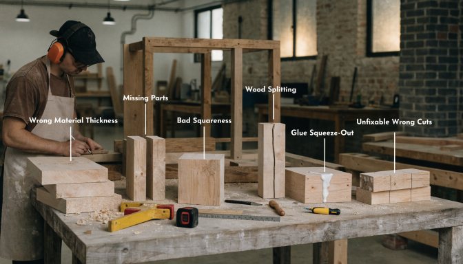 Project-ruining woodworking mistakes shown during a beginner build