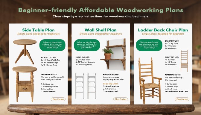 Affordable woodworking plans for beginners with clear drawings and cut lists
