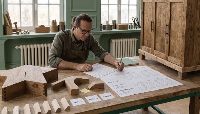 Build smarter not harder woodworking approach with planning tools and organized workflow